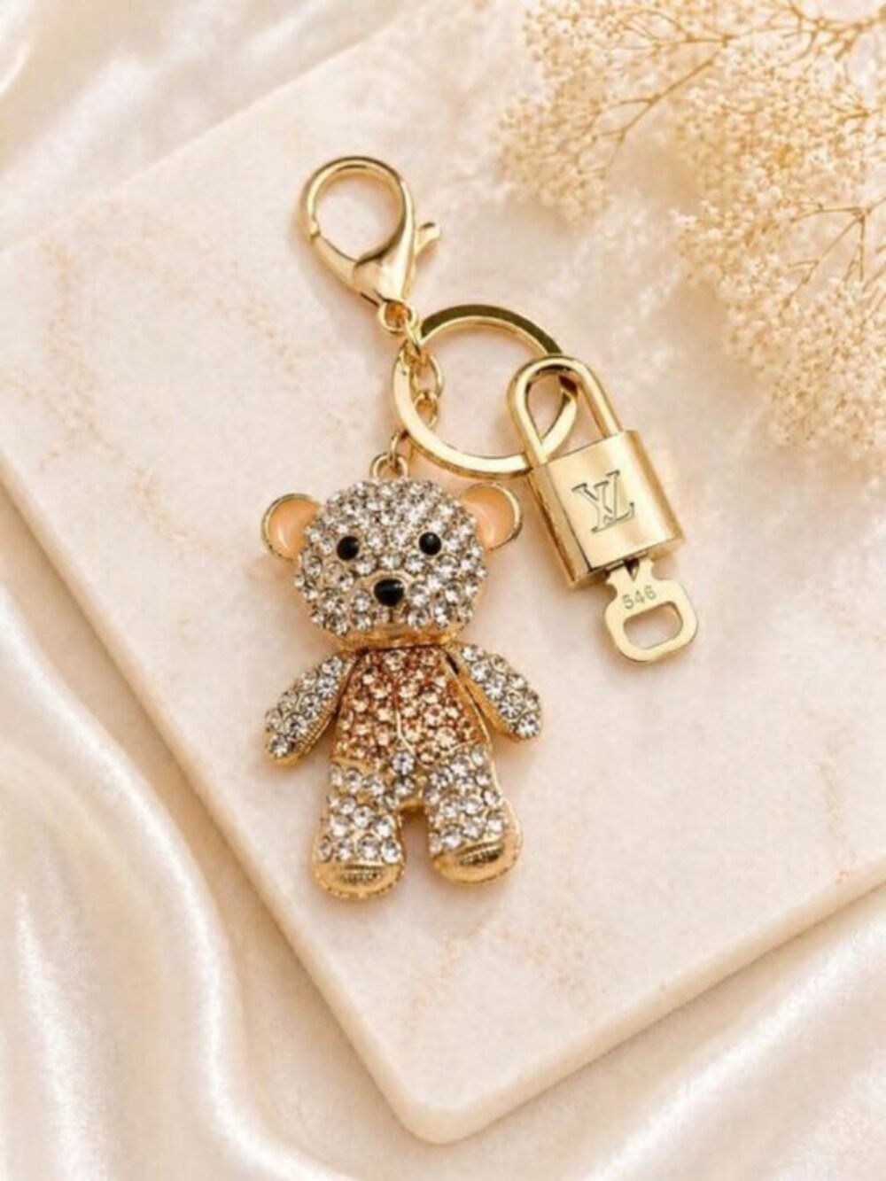 Authentic Louis Vuitton Gold Padlock 🔒 Unbranded Bear Shiny LV Key + Bag Charm